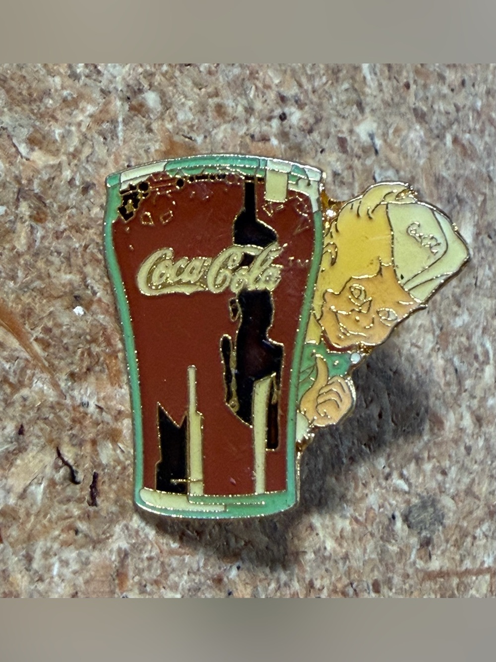 Vintage Coca Cola Sprite Boy Glass Enamel Lapel Pin